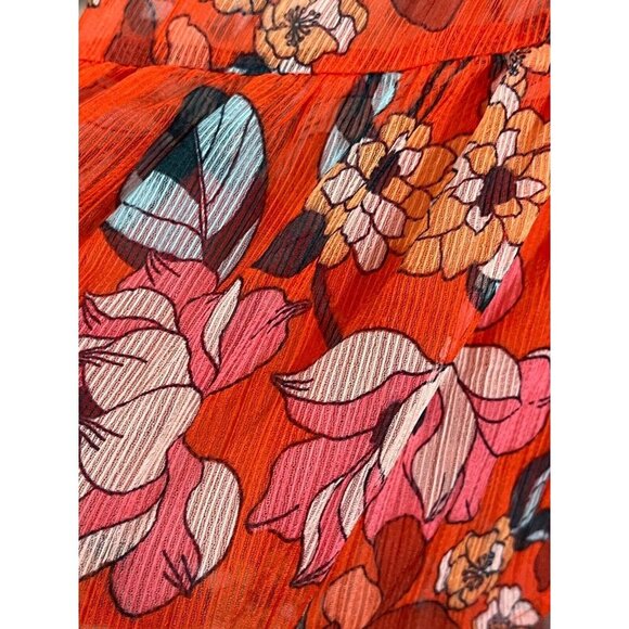 A New Day Dress XL Orange Floral Tiered Boho Western Retro Feminine Preppy 80s - Picture 6 of 13